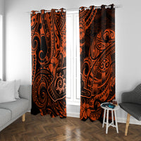 Hawaii Shaka Sign Window Curtain With Polynesian Hibiscus Orange Unique - Wonder Print Shop