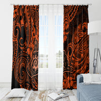 Hawaii Shaka Sign Window Curtain With Polynesian Hibiscus Orange Unique - Wonder Print Shop