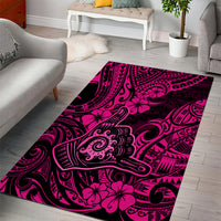 Hawaii Shaka Sign Area Rug With Polynesian Hibiscus Pink Unique - Wonder Print Shop