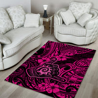Hawaii Shaka Sign Area Rug With Polynesian Hibiscus Pink Unique - Wonder Print Shop