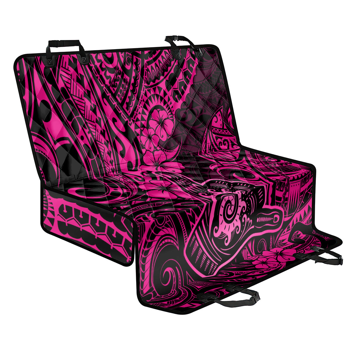Hawaii Shaka Sign Back Car Seat Cover With Polynesian Hibiscus Pink Unique - Wonder Print Shop