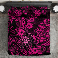 Hawaii Shaka Sign Bedding Set With Polynesian Hibiscus Pink Unique - Wonder Print Shop
