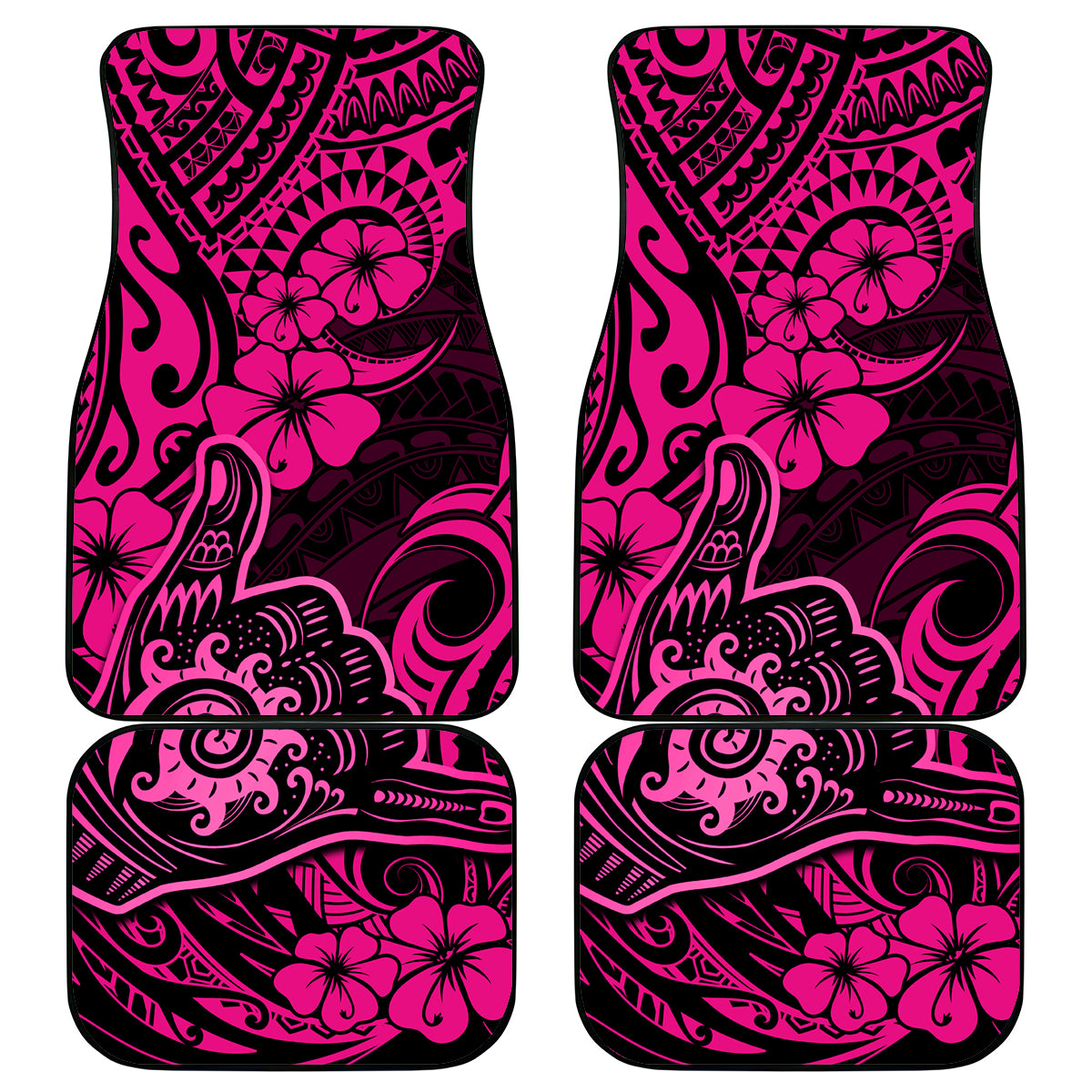 Hawaii Shaka Sign Car Mats With Polynesian Hibiscus Pink Unique - Wonder Print Shop