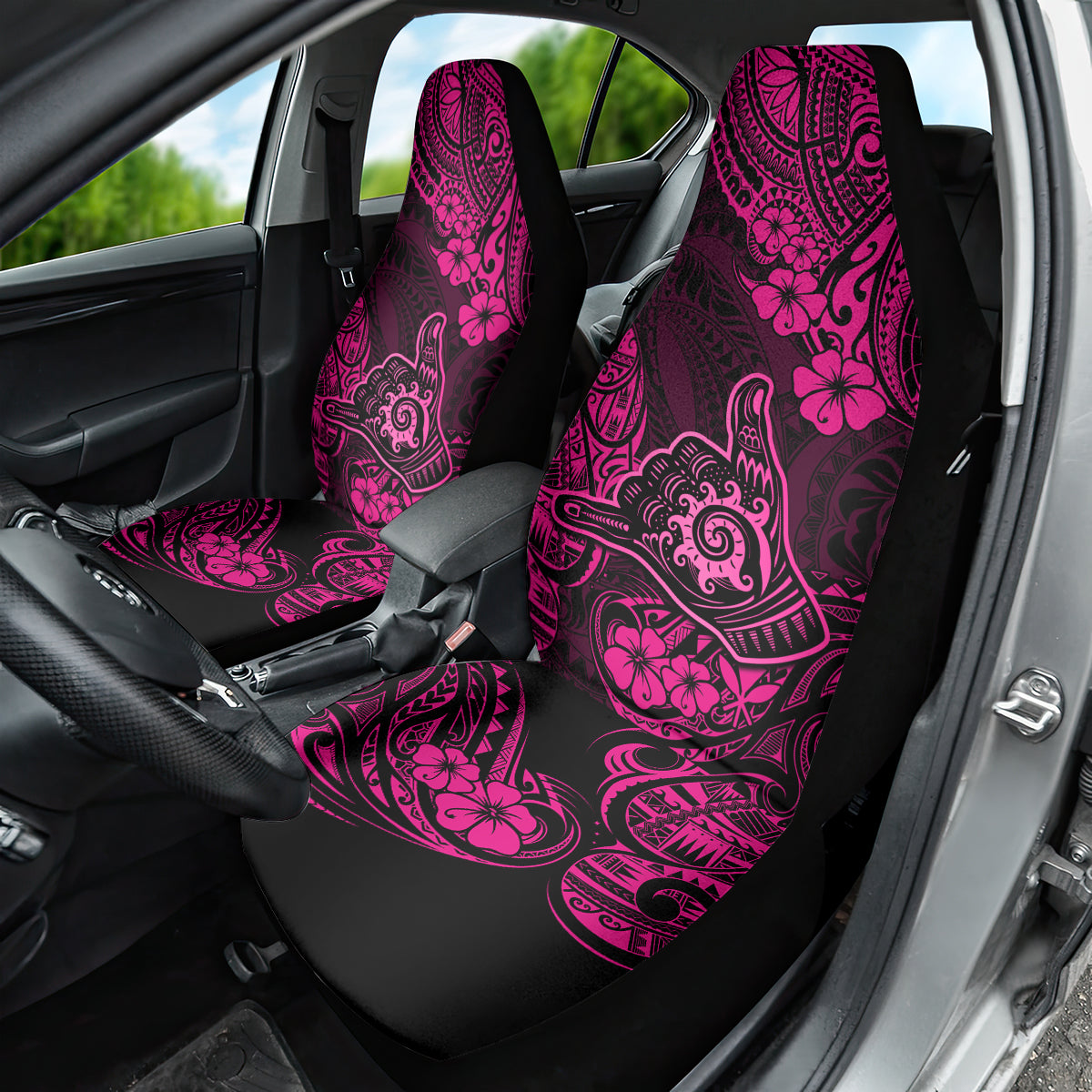 Hawaii Shaka Sign Car Seat Cover With Polynesian Hibiscus Pink Unique - Wonder Print Shop