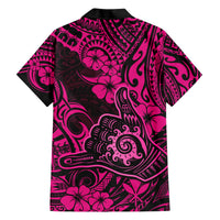 Hawaii Shaka Sign Hawaiian Shirt With Polynesian Hibiscus Pink Unique - Wonder Print Shop