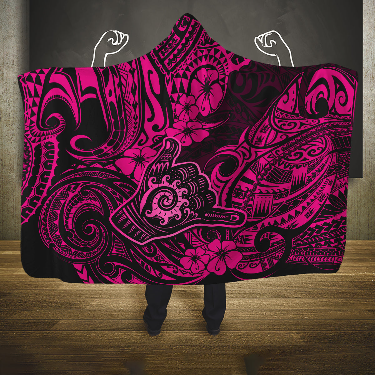 hawaii-shaka-sign-hooded-blanket-with-polynesian-hibiscus-pink-unique