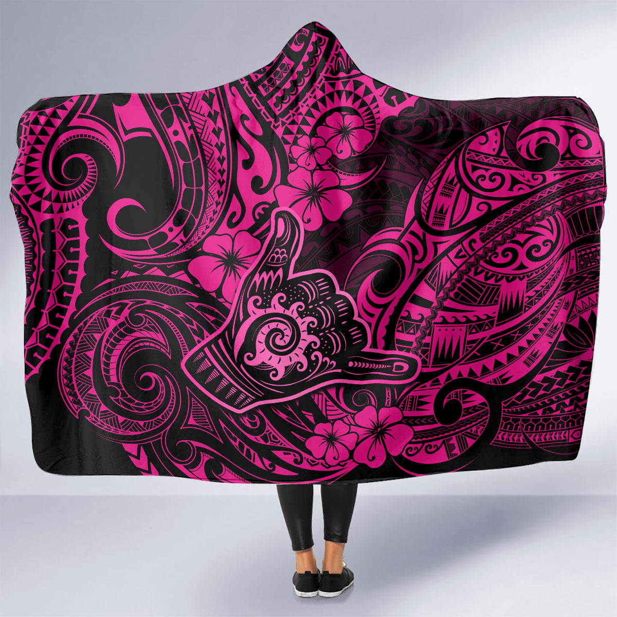 hawaii-shaka-sign-hooded-blanket-with-polynesian-hibiscus-pink-unique
