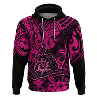 Hawaii Shaka Sign Hoodie With Polynesian Hibiscus Pink Unique - Wonder Print Shop