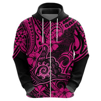 Hawaii Shaka Sign Hoodie With Polynesian Hibiscus Pink Unique - Wonder Print Shop