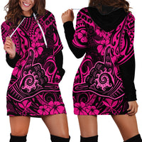 Hawaii Shaka Sign Hoodie Dress With Polynesian Hibiscus Pink Unique - Wonder Print Shop