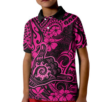 Hawaii Shaka Sign Kid Polo Shirt With Polynesian Hibiscus Pink Unique - Wonder Print Shop