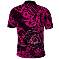 Hawaii Shaka Sign Polo Shirt With Polynesian Hibiscus Pink Unique - Wonder Print Shop