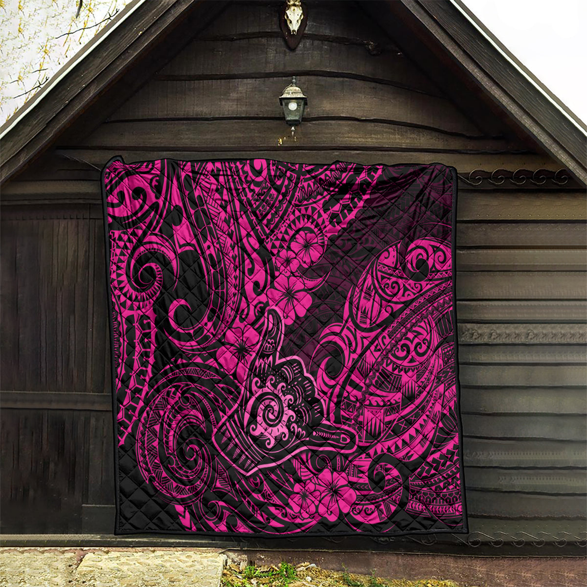 Hawaii Shaka Sign Quilt With Polynesian Hibiscus Pink Unique - Wonder Print Shop
