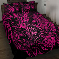 Hawaii Shaka Sign Quilt Bed Set With Polynesian Hibiscus Pink Unique - Wonder Print Shop