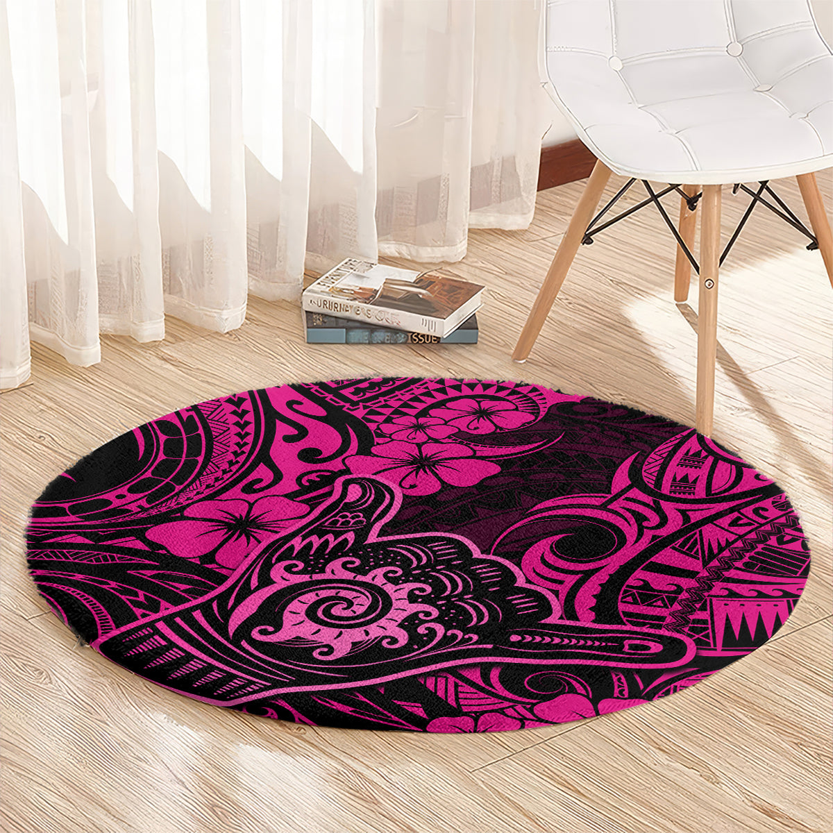 hawaii-shaka-sign-round-carpet-with-polynesian-hibiscus-pink-unique