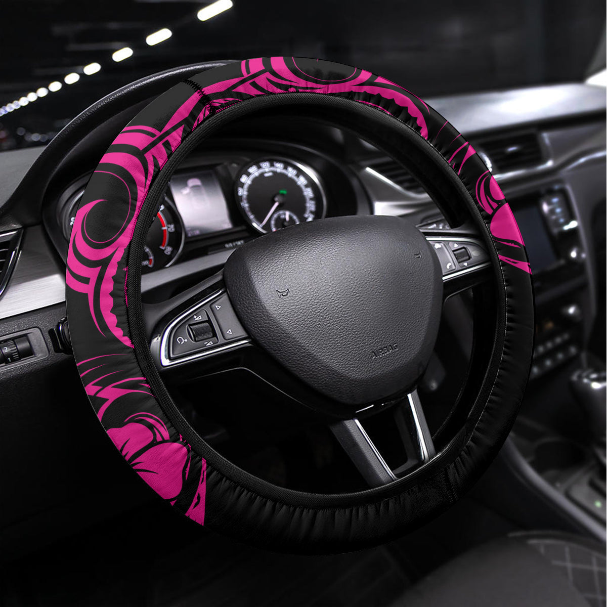 Hawaii Shaka Sign Steering Wheel Cover With Polynesian Hibiscus Pink Unique - Wonder Print Shop