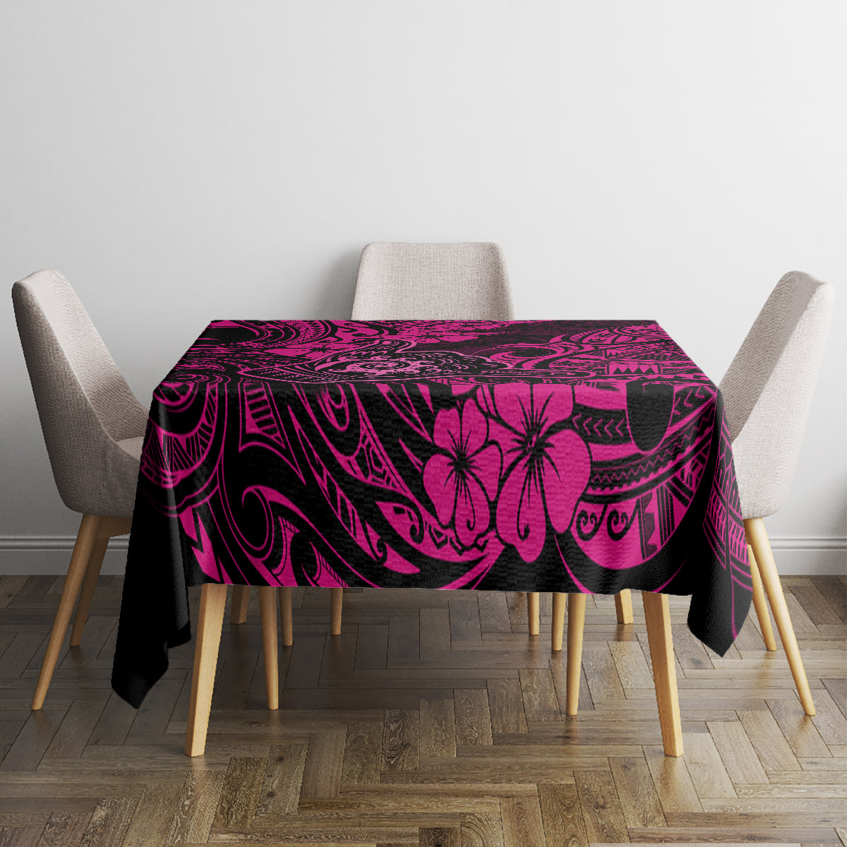 Hawaii Shaka Sign Tablecloth With Polynesian Hibiscus Pink Unique - Wonder Print Shop