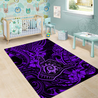 Hawaii Shaka Sign Area Rug Polynesian Pattern Purple Version - Wonder Print Shop