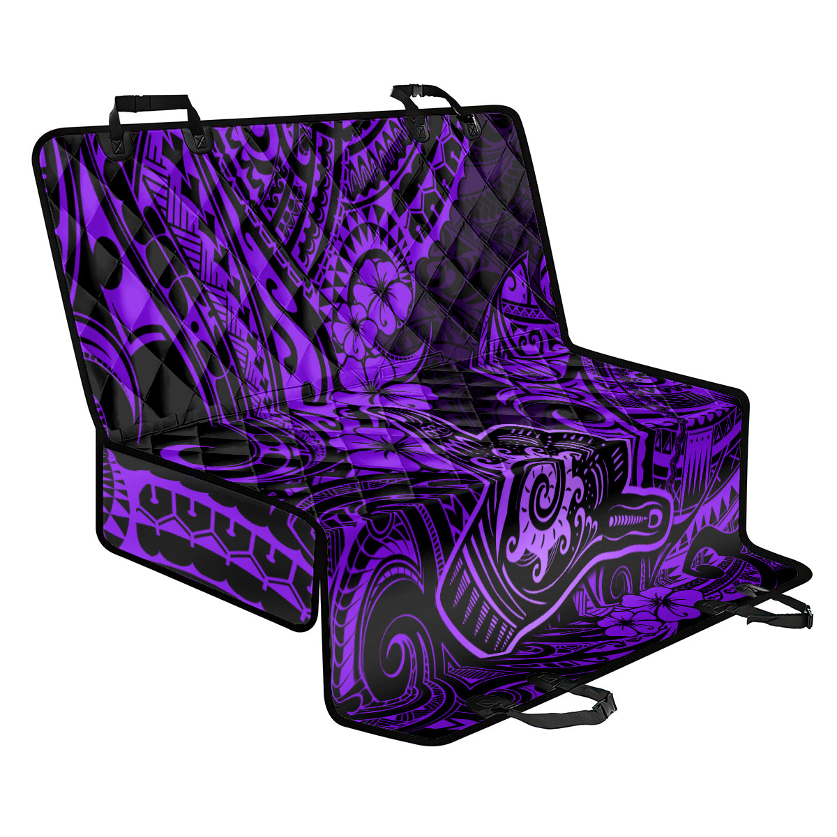 Hawaii Shaka Sign Back Car Seat Cover Polynesian Pattern Purple Version - Wonder Print Shop