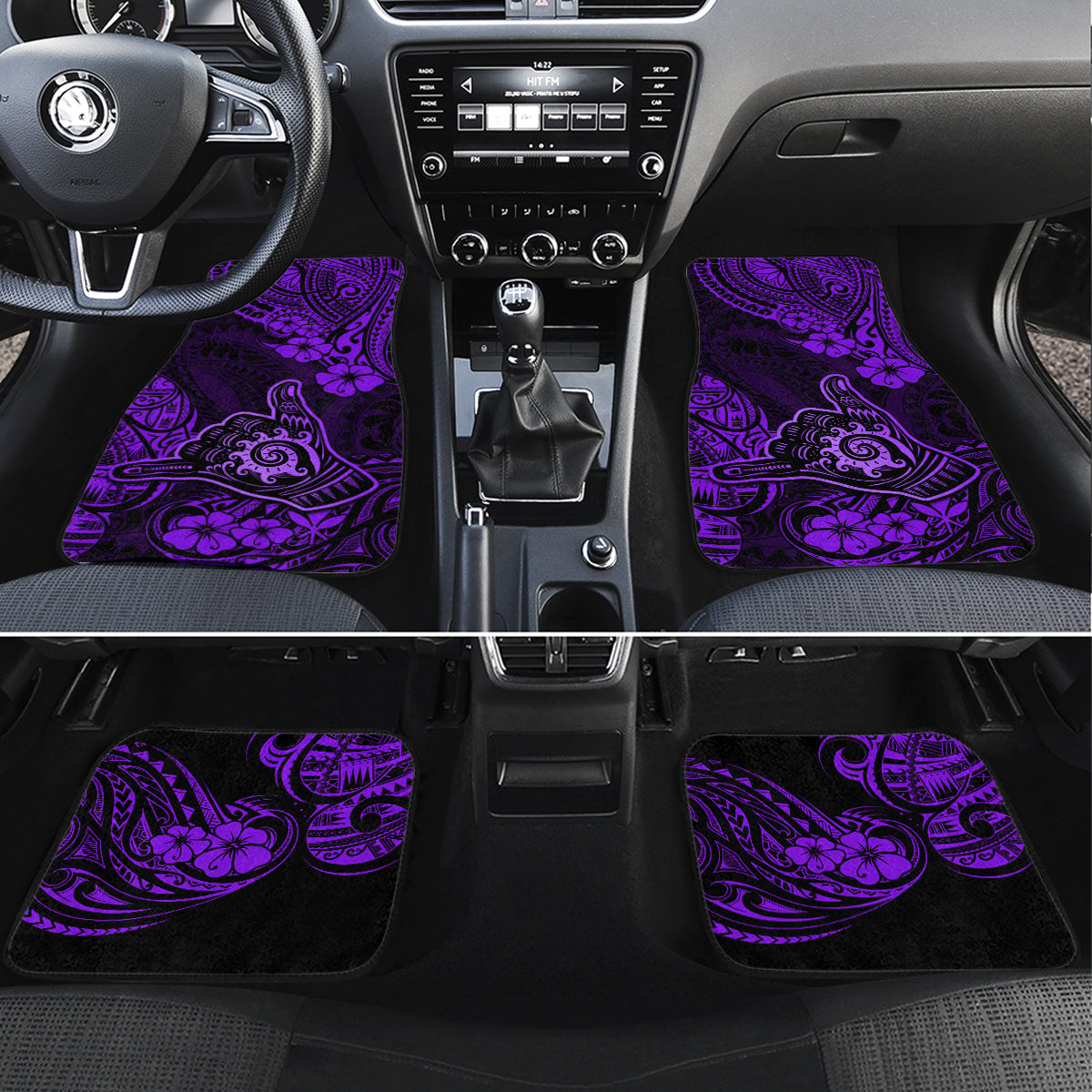 Hawaii Shaka Sign Car Mats Polynesian Pattern Purple Version - Wonder Print Shop