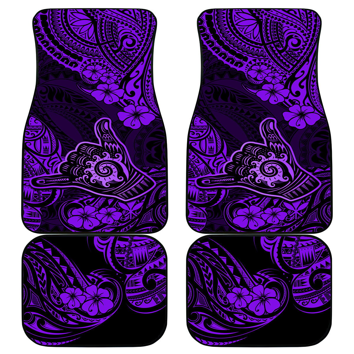 Hawaii Shaka Sign Car Mats Polynesian Pattern Purple Version - Wonder Print Shop