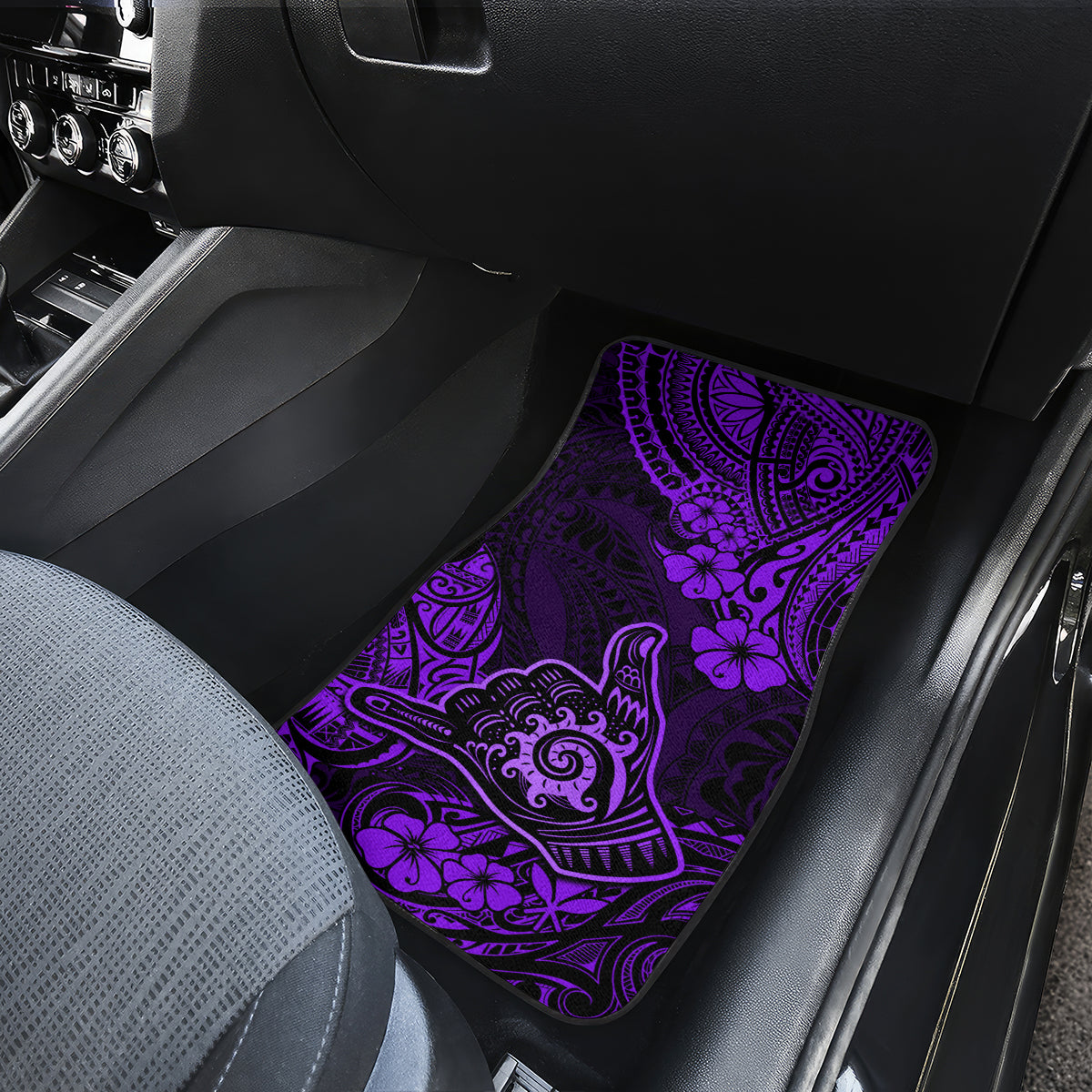 Hawaii Shaka Sign Car Mats Polynesian Pattern Purple Version - Wonder Print Shop