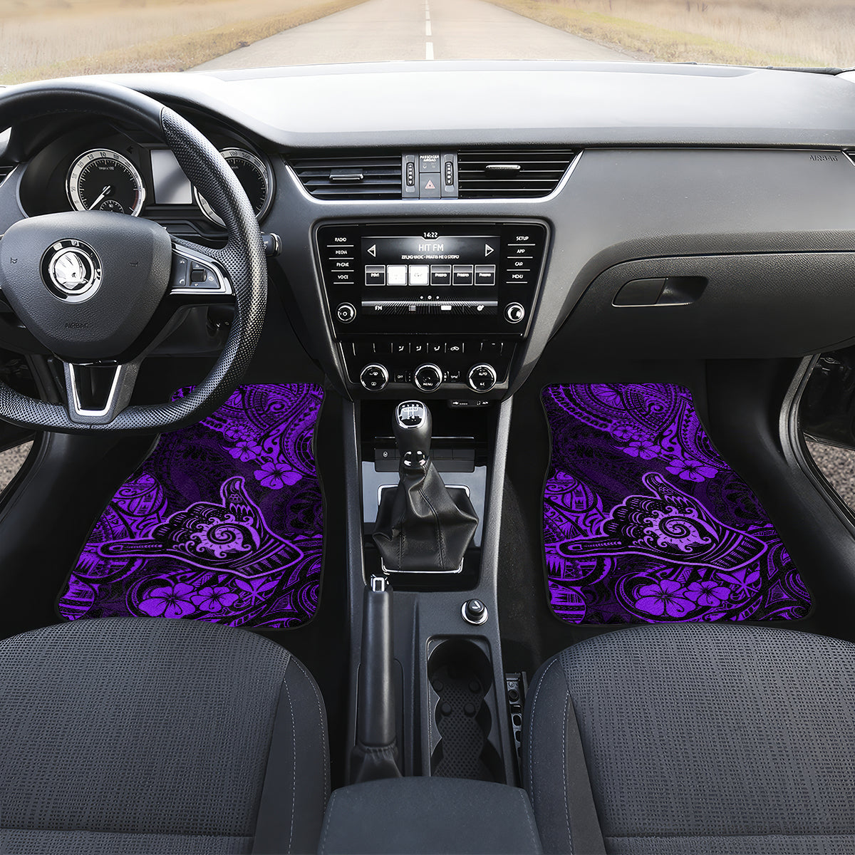 Hawaii Shaka Sign Car Mats Polynesian Pattern Purple Version - Wonder Print Shop