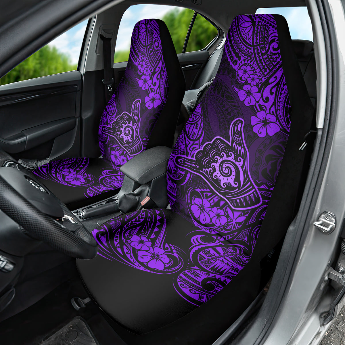 Hawaii Shaka Sign Car Seat Cover Polynesian Pattern Purple Version - Wonder Print Shop