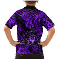 Hawaii Shaka Sign Family Matching Mermaid Dress and Hawaiian Shirt Polynesian Pattern Purple Version - Wonder Print Shop