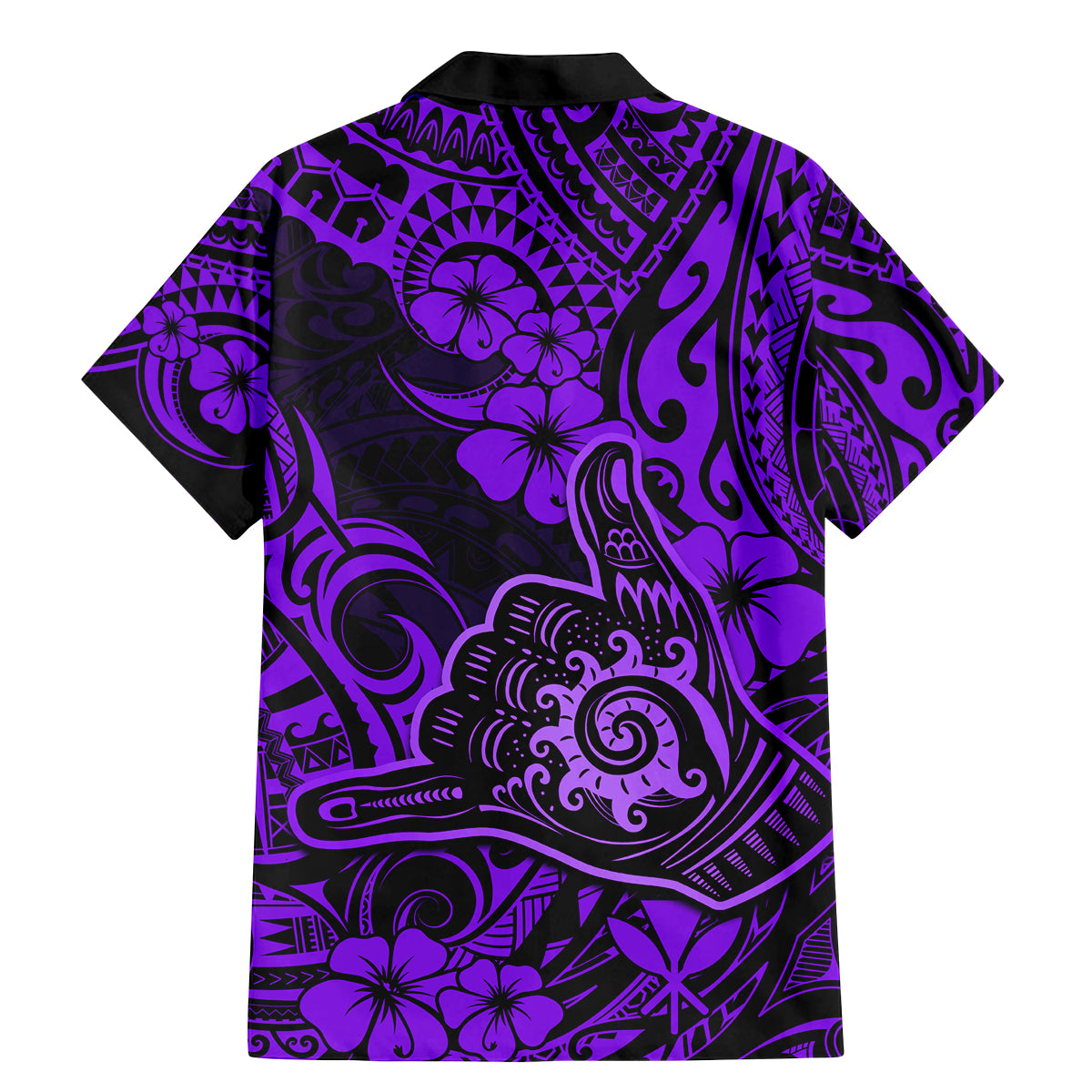Hawaii Shaka Sign Family Matching Mermaid Dress and Hawaiian Shirt Polynesian Pattern Purple Version - Wonder Print Shop