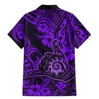 Hawaii Shaka Sign Family Matching Mermaid Dress and Hawaiian Shirt Polynesian Pattern Purple Version - Wonder Print Shop