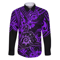 Hawaii Shaka Sign Family Matching Puletasi Dress and Hawaiian Shirt Polynesian Pattern Purple Version - Wonder Print Shop