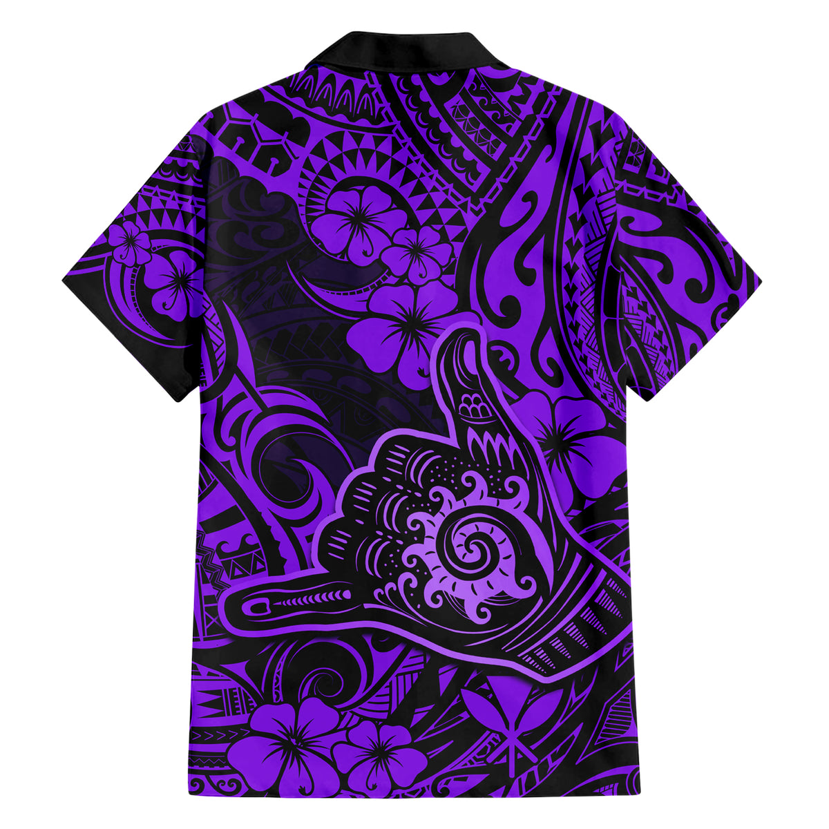 Hawaii Shaka Sign Hawaiian Shirt Polynesian Pattern Purple Version - Wonder Print Shop