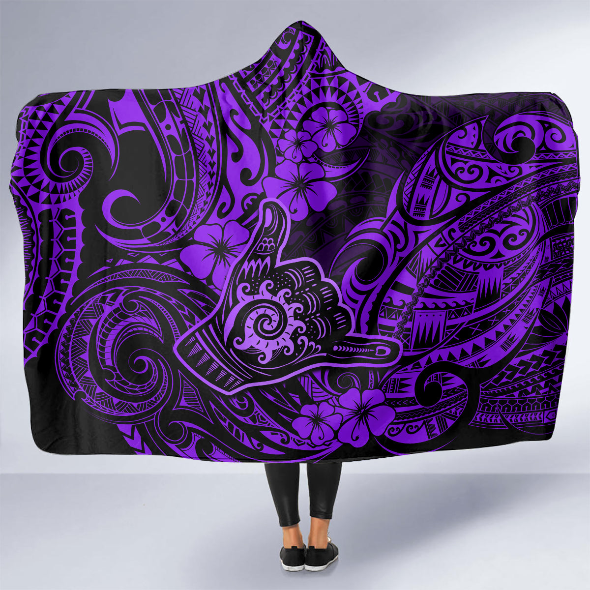 hawaii-shaka-sign-hooded-blanket-polynesian-pattern-purple-version