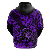 Hawaii Shaka Sign Hoodie Polynesian Pattern Purple Version - Wonder Print Shop