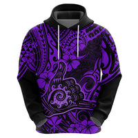 Hawaii Shaka Sign Hoodie Polynesian Pattern Purple Version - Wonder Print Shop
