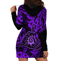 Hawaii Shaka Sign Hoodie Dress Polynesian Pattern Purple Version - Wonder Print Shop