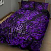 Hawaii Shaka Sign Quilt Bed Set Polynesian Pattern Purple Version - Wonder Print Shop