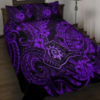Hawaii Shaka Sign Quilt Bed Set Polynesian Pattern Purple Version - Wonder Print Shop