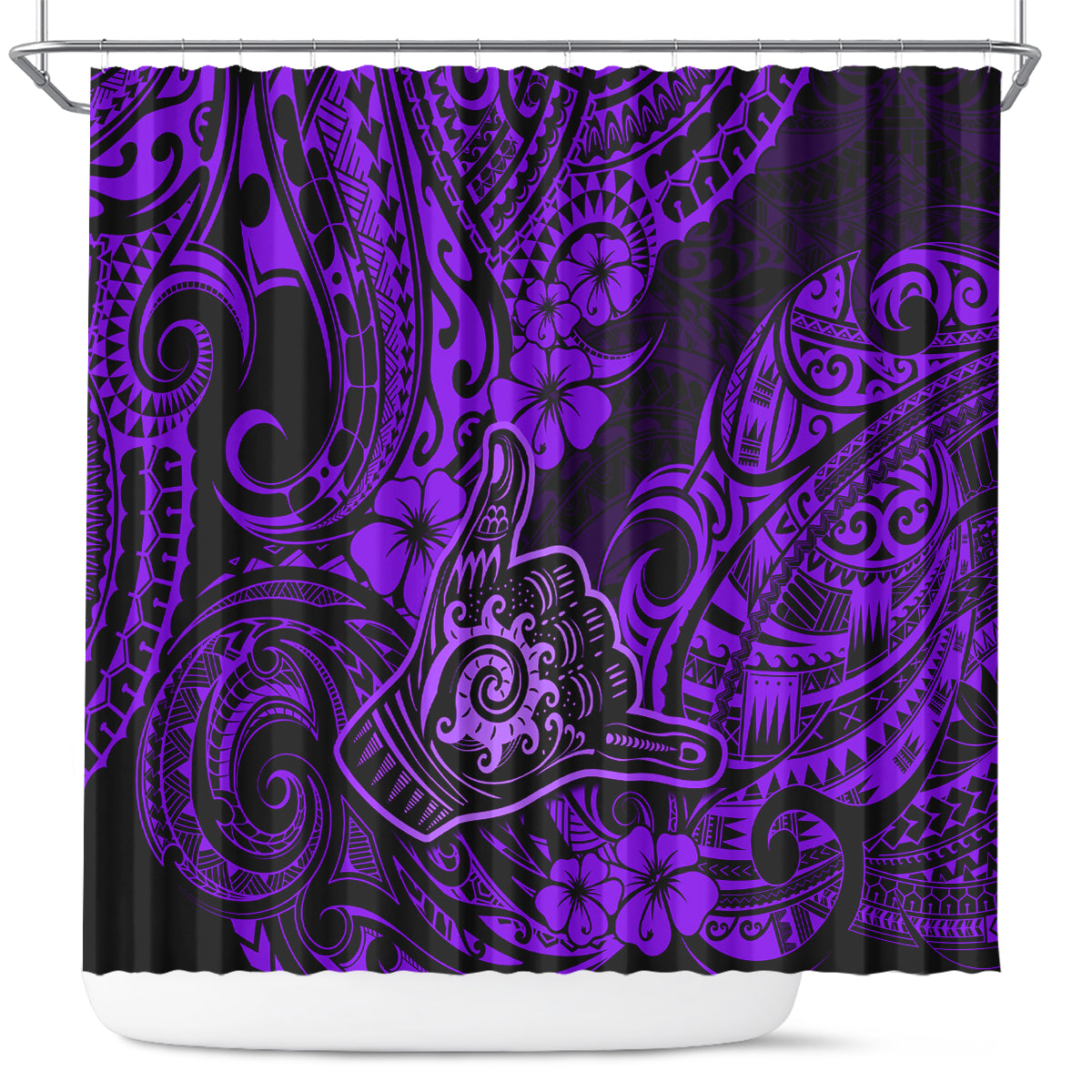 hawaii-shaka-sign-shower-curtain-polynesian-pattern-purple-version