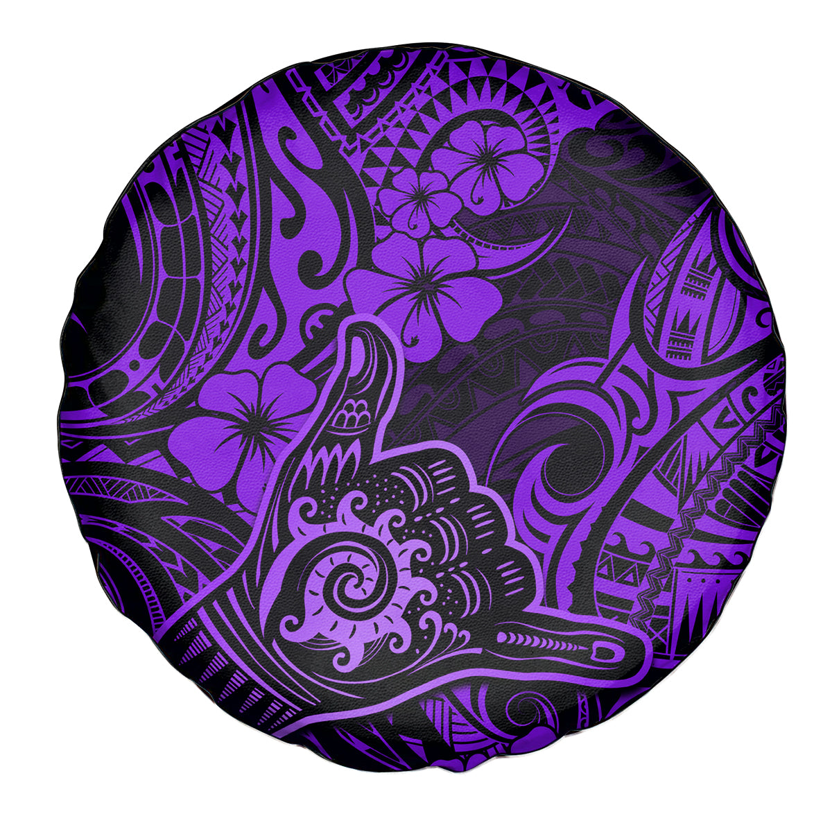 Hawaii Shaka Sign Spare Tire Cover Polynesian Pattern Purple Version - Wonder Print Shop