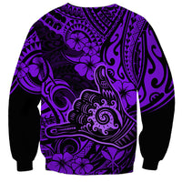 Hawaii Shaka Sign Sweatshirt Polynesian Pattern Purple Version - Wonder Print Shop