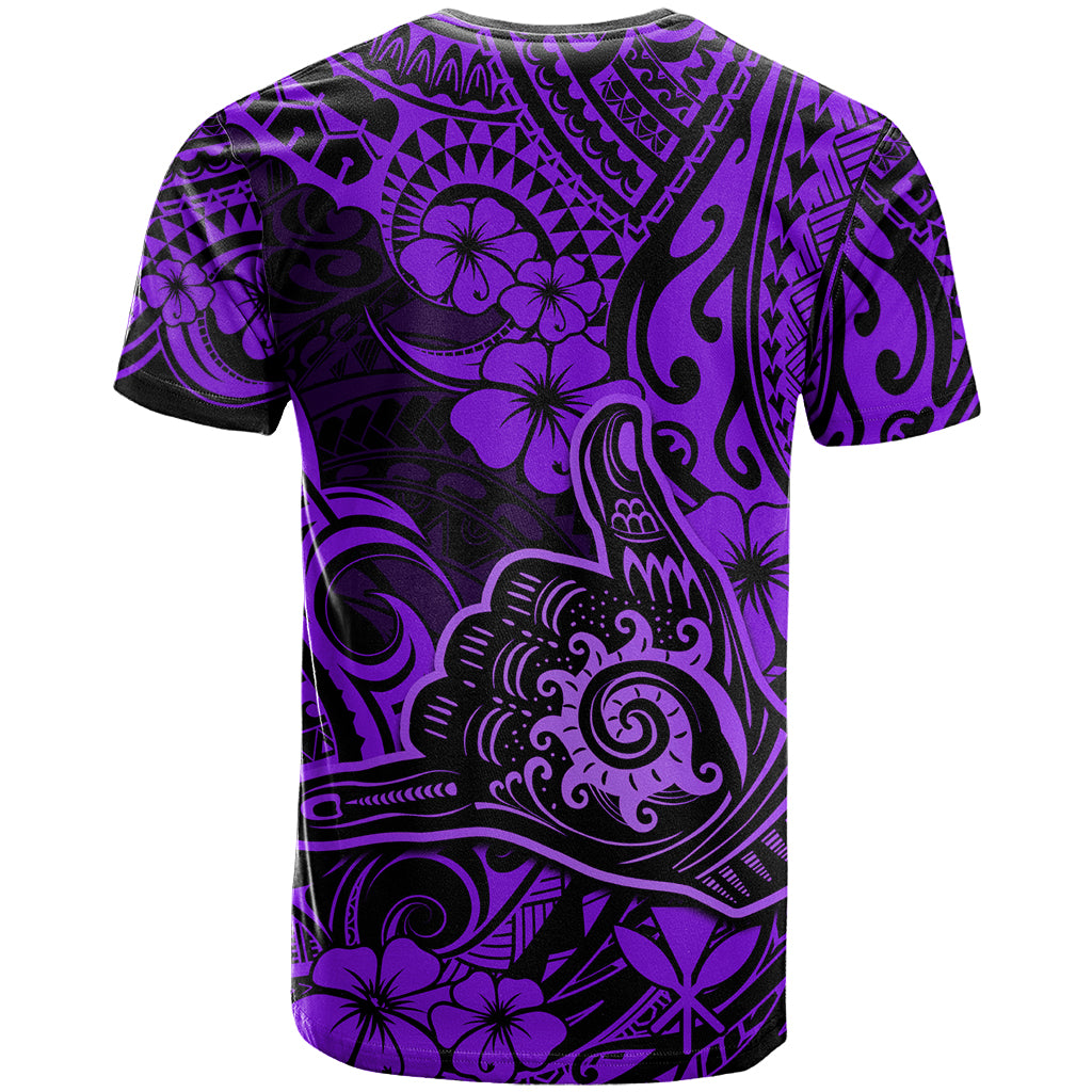 Hawaii Shaka Sign T Shirt Polynesian Pattern Purple Version - Wonder Print Shop
