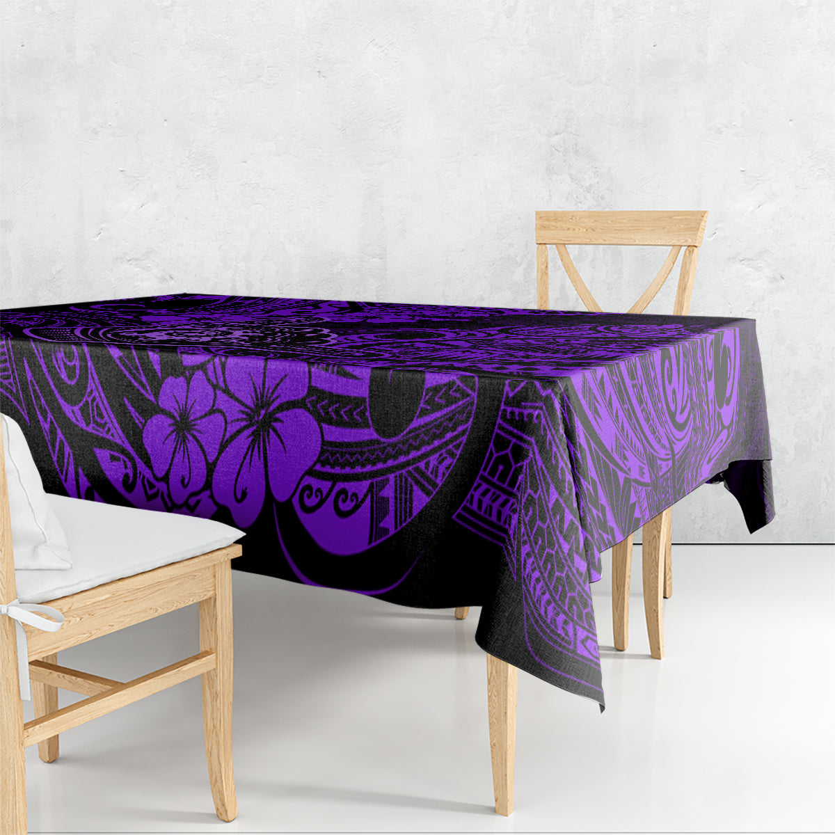 Hawaii Shaka Sign Tablecloth Polynesian Pattern Purple Version - Wonder Print Shop