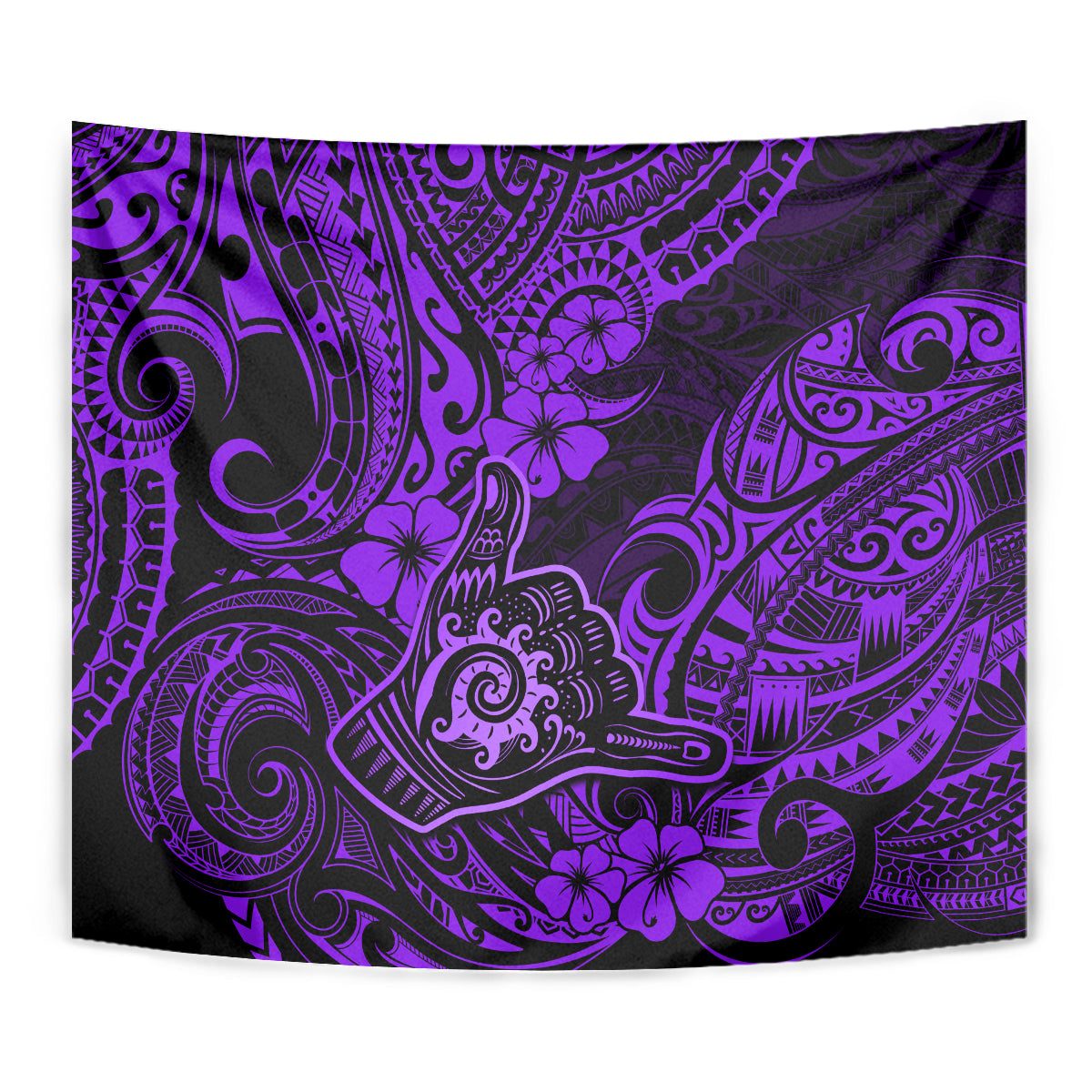 Hawaii Shaka Sign Tapestry Polynesian Pattern Purple Version - Wonder Print Shop