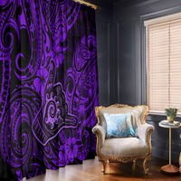 Hawaii Shaka Sign Window Curtain Polynesian Pattern Purple Version - Wonder Print Shop
