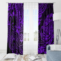 Hawaii Shaka Sign Window Curtain Polynesian Pattern Purple Version - Wonder Print Shop