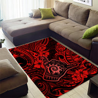 Hawaii Shaka Sign Area Rug Polynesian Pattern Red Version - Wonder Print Shop