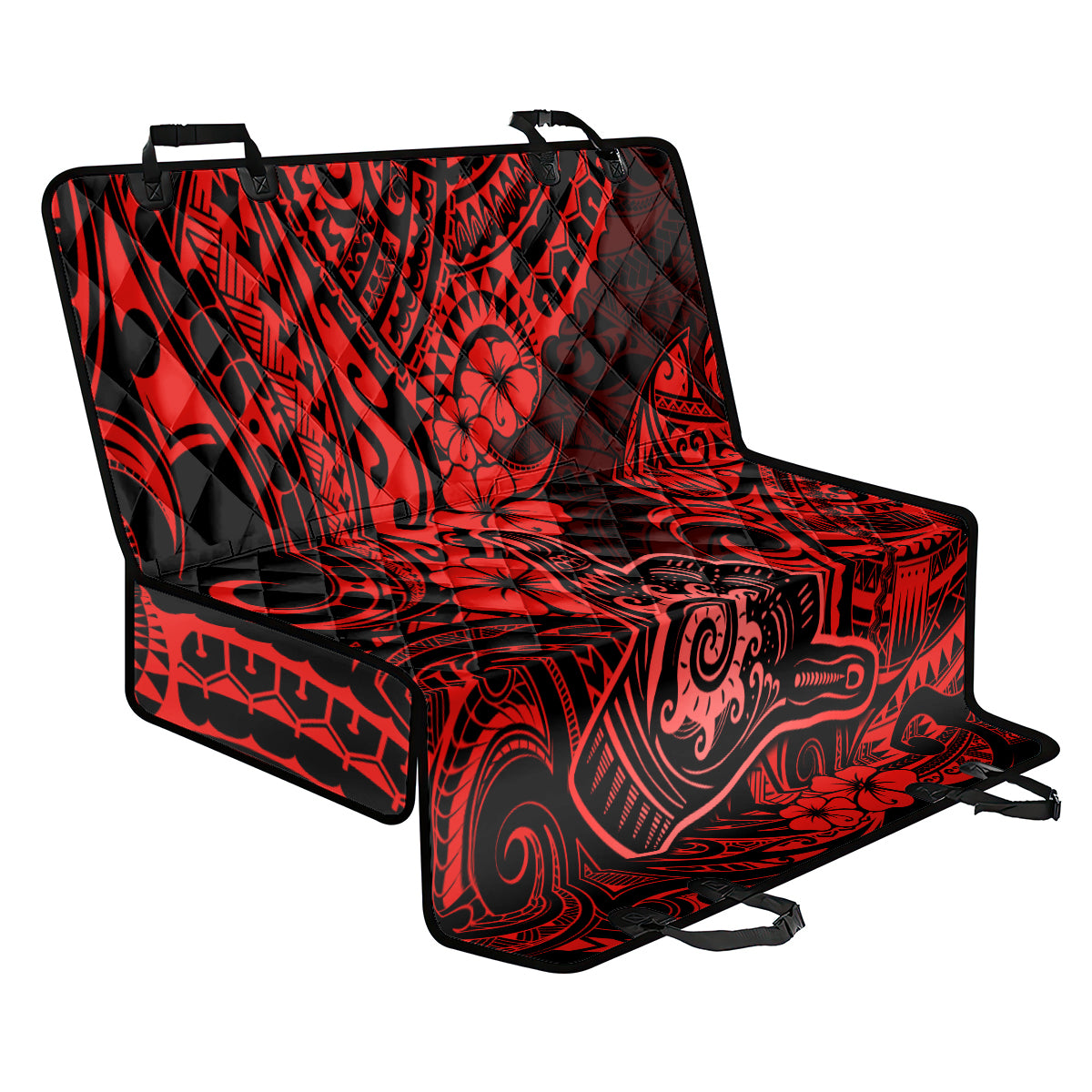 Hawaii Shaka Sign Back Car Seat Cover Polynesian Pattern Red Version - Wonder Print Shop