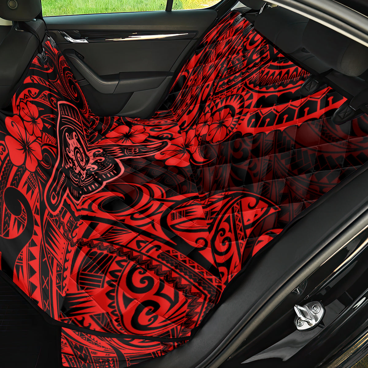 Hawaii Shaka Sign Back Car Seat Cover Polynesian Pattern Red Version - Wonder Print Shop